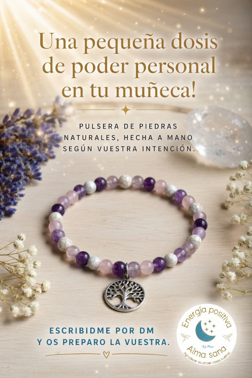 Pulseras con piedras naturales hechas a mano y según la intención que quieras atraer.